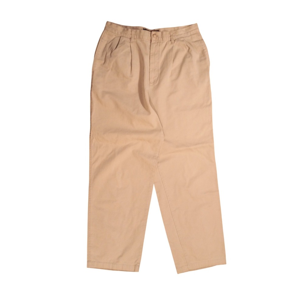 Ralph Lauren Chino Pants Womens 14 Tan Beige Pleated High Waist Cotton Made USA - Picture 3 of 8